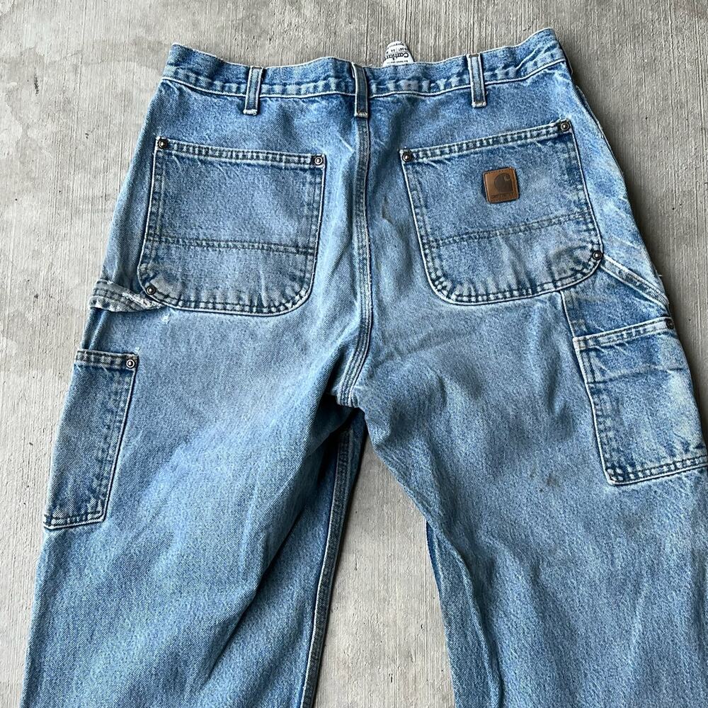 Carhartt denim blue jean double knee work wear carpenter pants - Picture 6 of 13